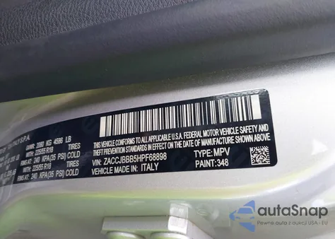 2017 Jeep Renegade Latitude from USA, damaged, VIN ZACCJBBB5HPF68898